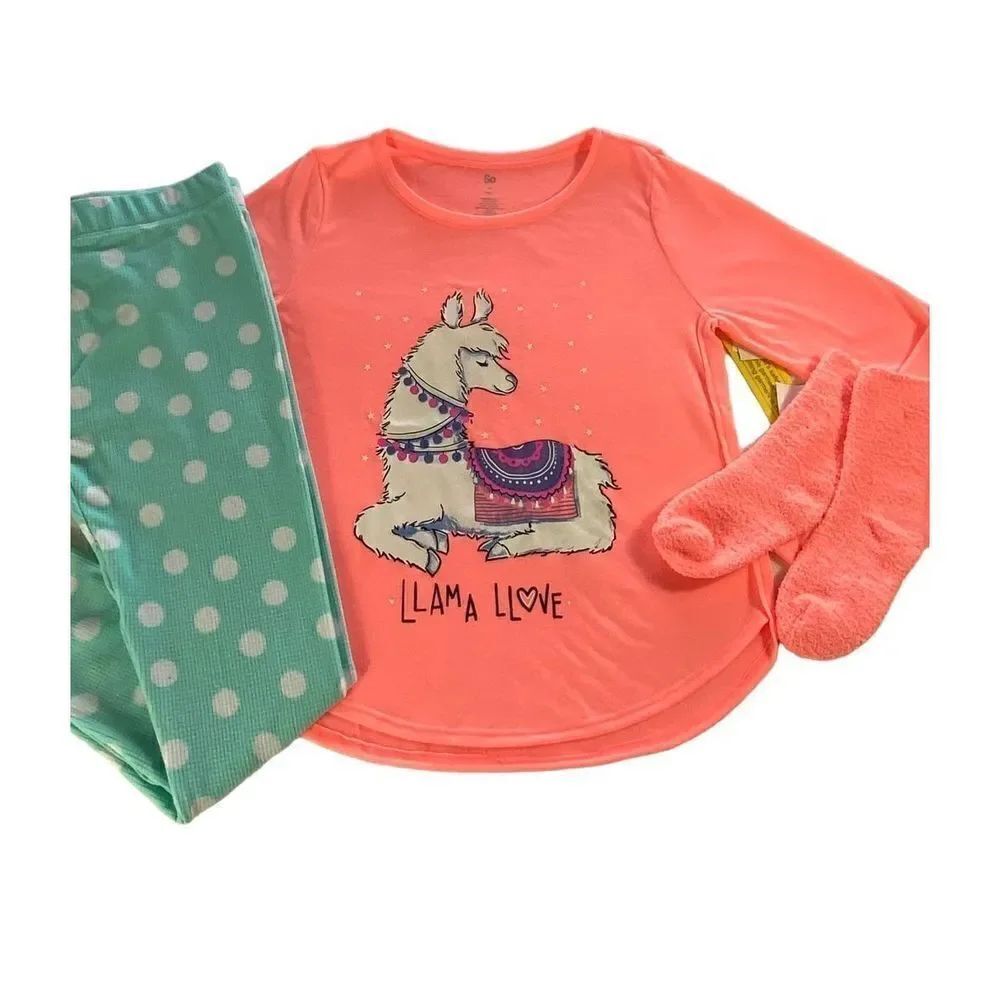 SO Girls SIZE 16 LLAMA LOVE 3-Piece Tunic &
Thermal Leggings Pajama Set with Soc